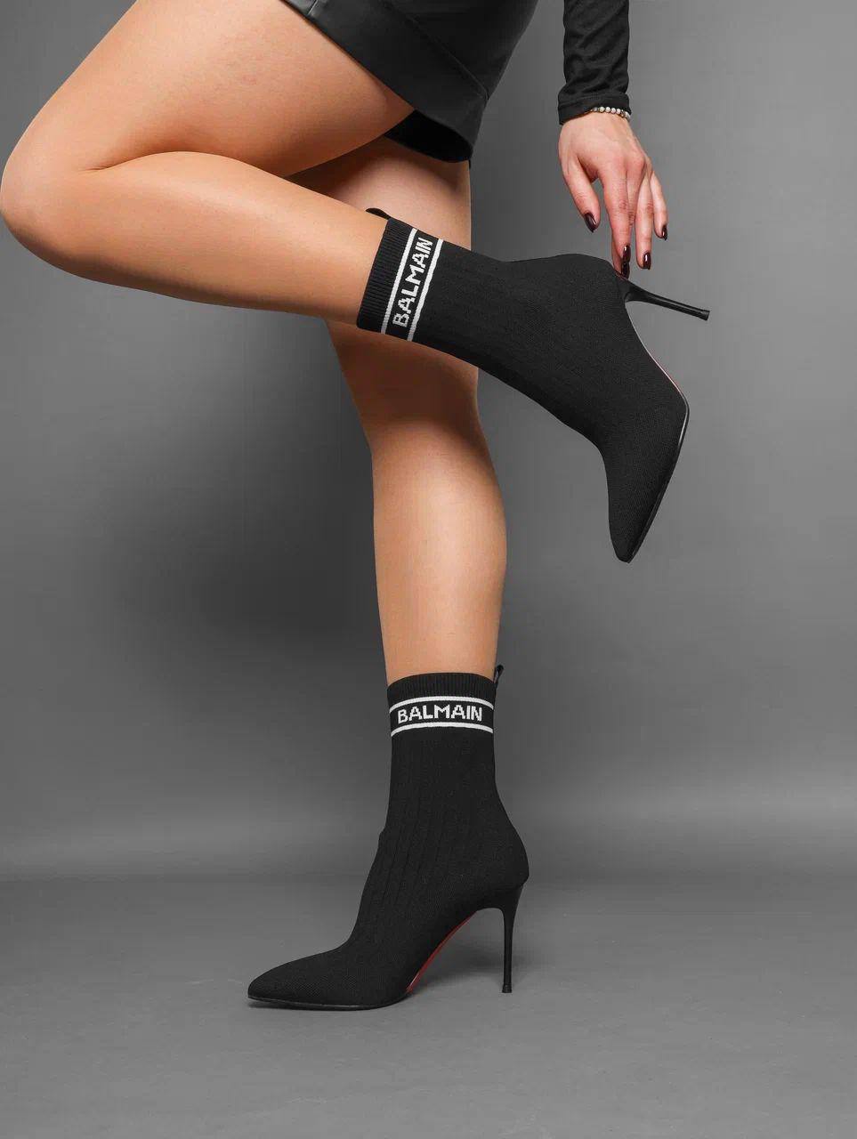 Полусапоги женские брендовые текстильные черные 3590