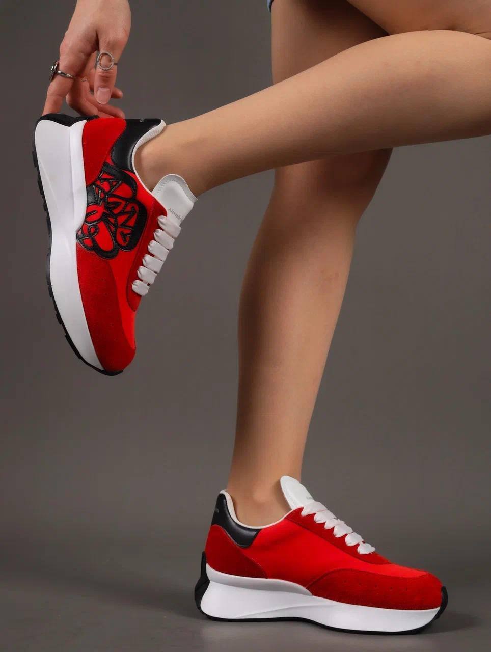 Кроссовки женские брендовые натуральная кожа красные 3577 Кроссовки женские брендовые натуральная кожа красные 3577