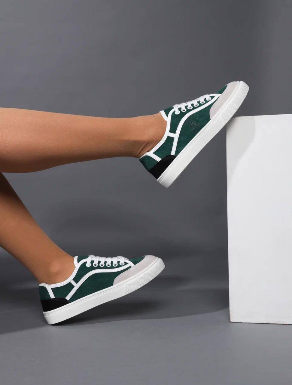 Кеды женские брендовые натуральная кожа с текстилем зеленые 3663 Кеды женские брендовые натуральная кожа с текстилем зеленые 3663