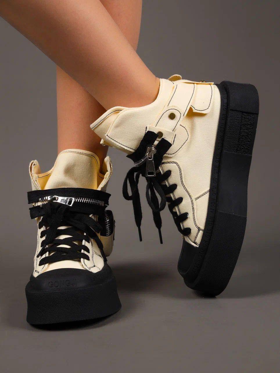 Ботинки женские брендовые текстильные бежевые 3635 Ботинки женские брендовые текстильные бежевые 3635