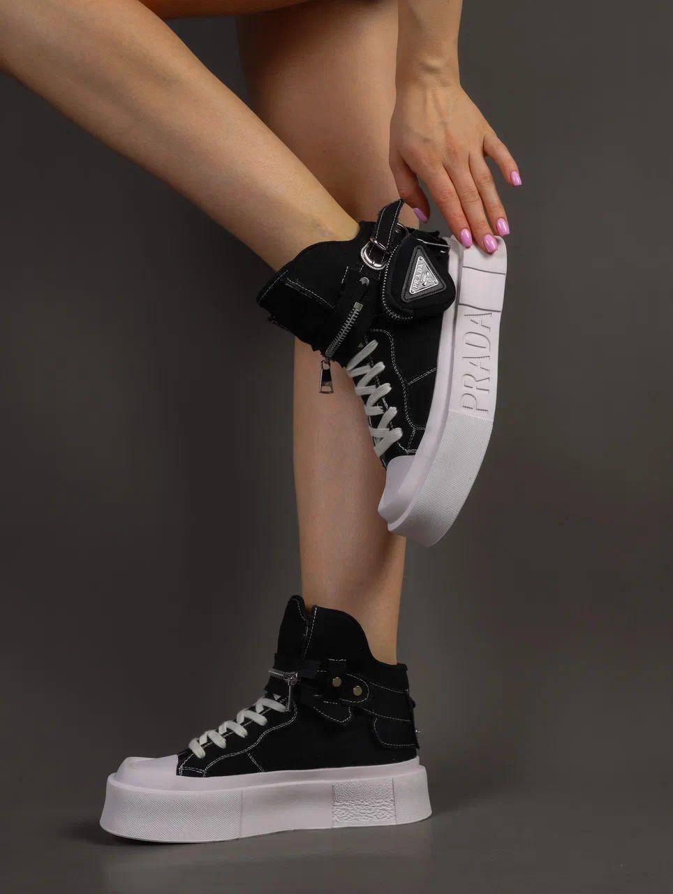 Ботинки женские брендовые текстильные черные 3636 Ботинки женские брендовые текстильные черные 3636