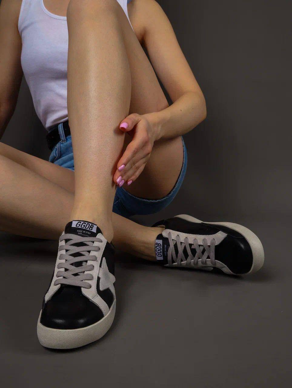 Кеды женские брендовые натуральная кожа черные 3751