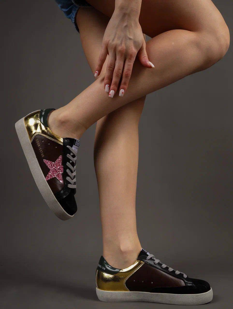 Кеды женские брендовые натуральная кожа шоколадные 3748