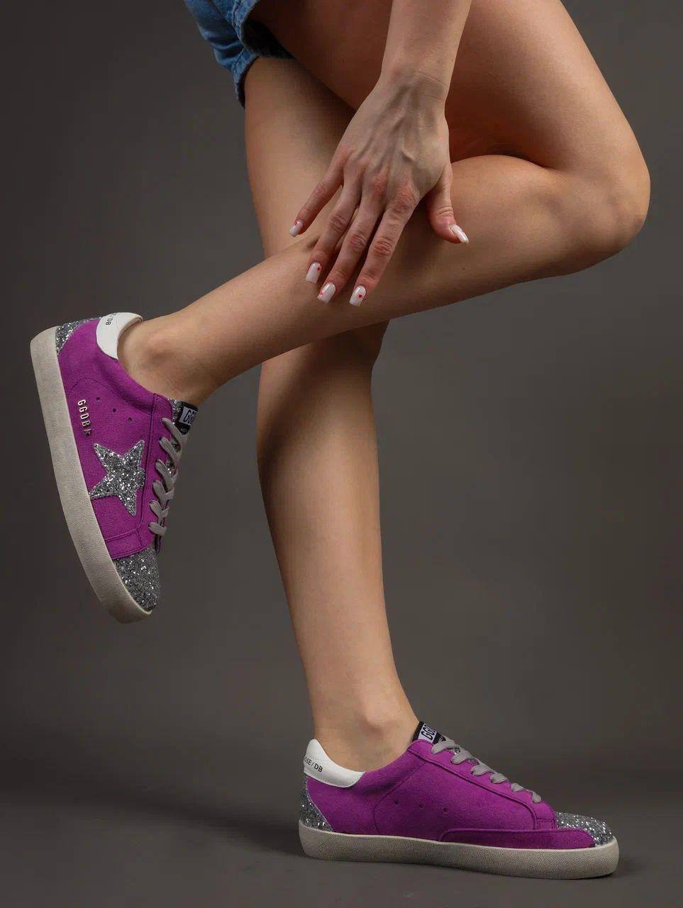 Кеды женские брендовые натуральная замша сиреневые 3734