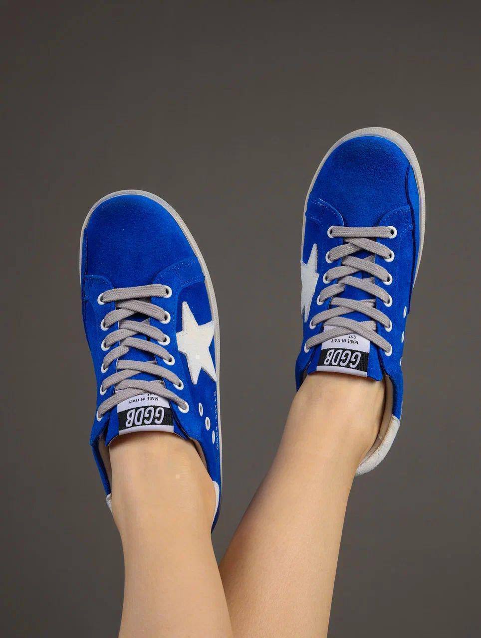 Кеды женские брендовые натуральная замша синие 3733