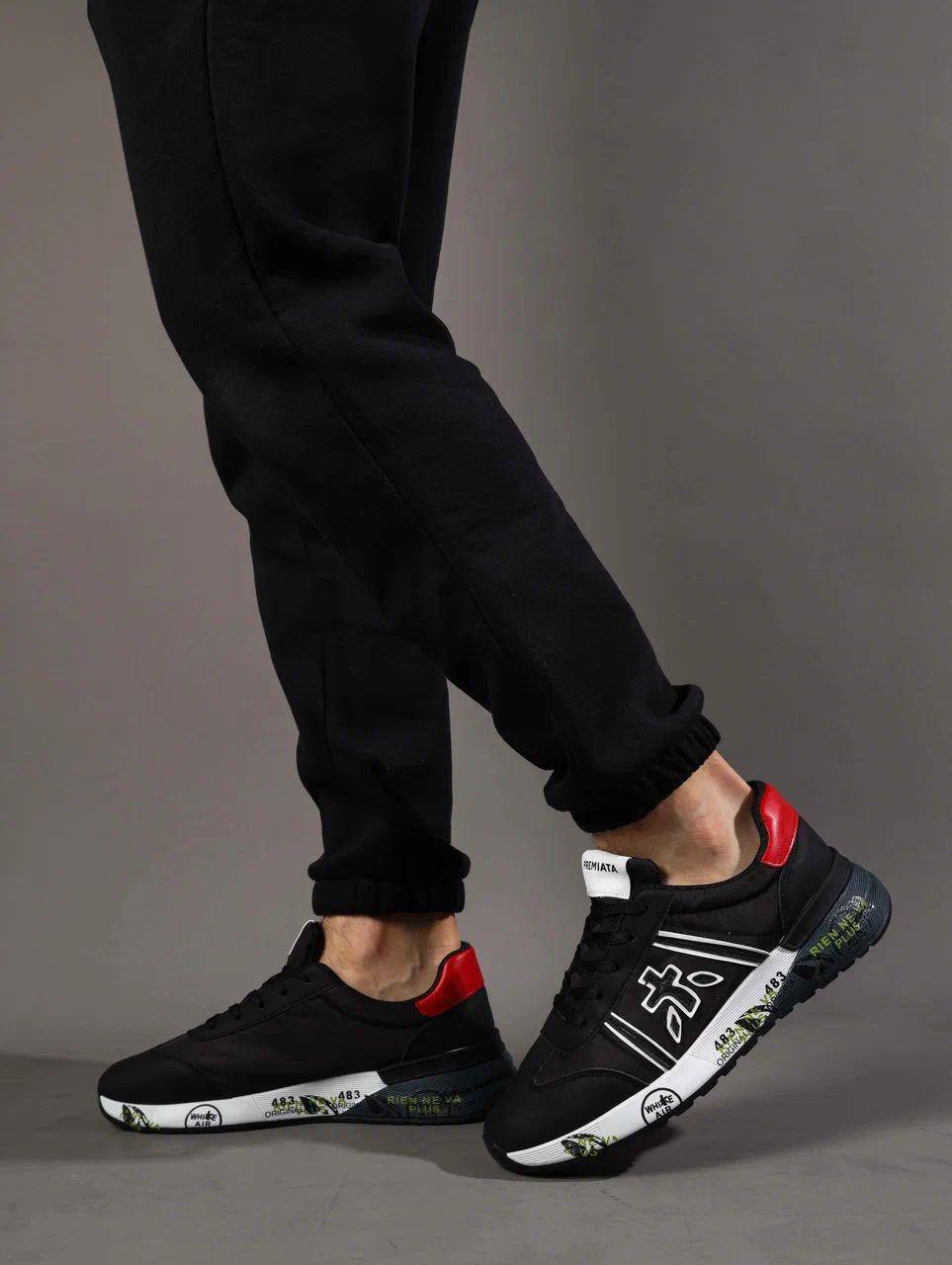 Кроссовки мужские брендовые искусственная кожа черные 3711 Кроссовки мужские брендовые искусственная кожа черные 3711