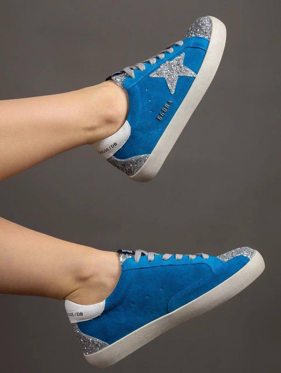 Кеды женские брендовые натуральная замша голубые 3735