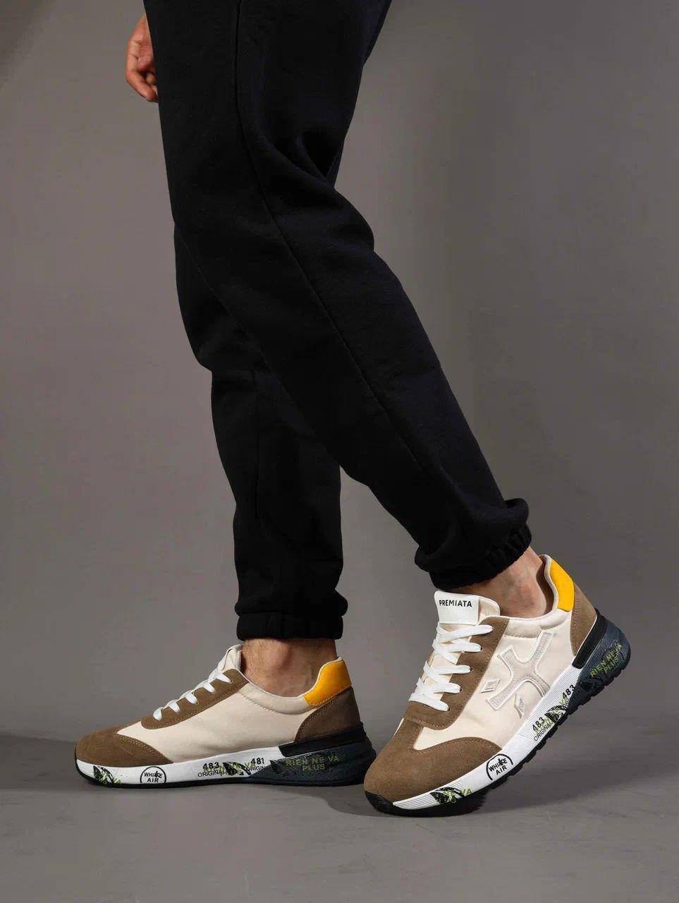 Кроссовки мужские брендовые искусственная кожа бежевые 3707 Кроссовки мужские брендовые искусственная кожа бежевые 3707