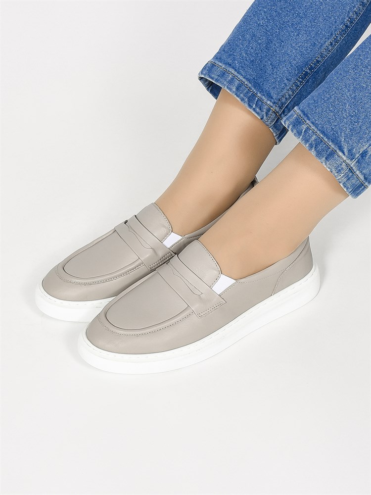 Лоферы женские летние натуральная кожа серые 504 TAS Лоферы женские летние натуральная кожа серые 504 TAS