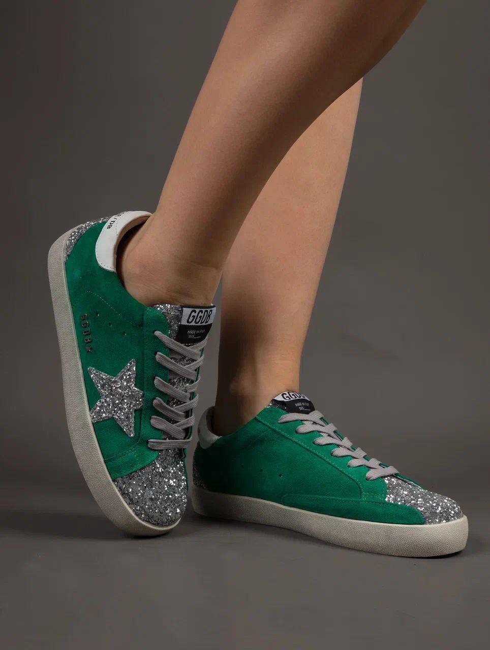 Кеды женские брендовые натуральная замша зеленые 3736