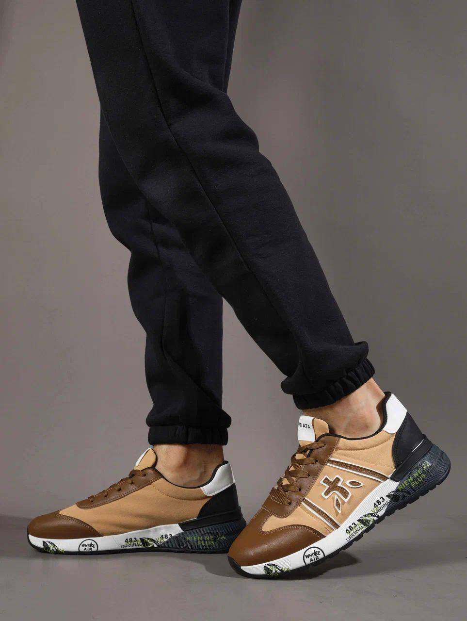 Кроссовки мужские брендовые искусственная кожа бежевые 3713 Кроссовки мужские брендовые искусственная кожа бежевые 3713