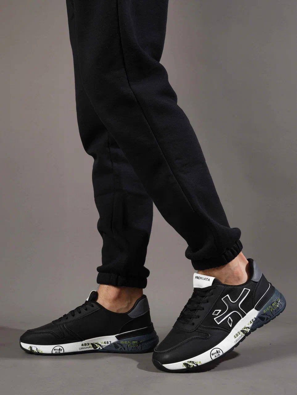 Кроссовки мужские брендовые искусственная кожа черные 3708 Кроссовки мужские брендовые искусственная кожа черные 3708