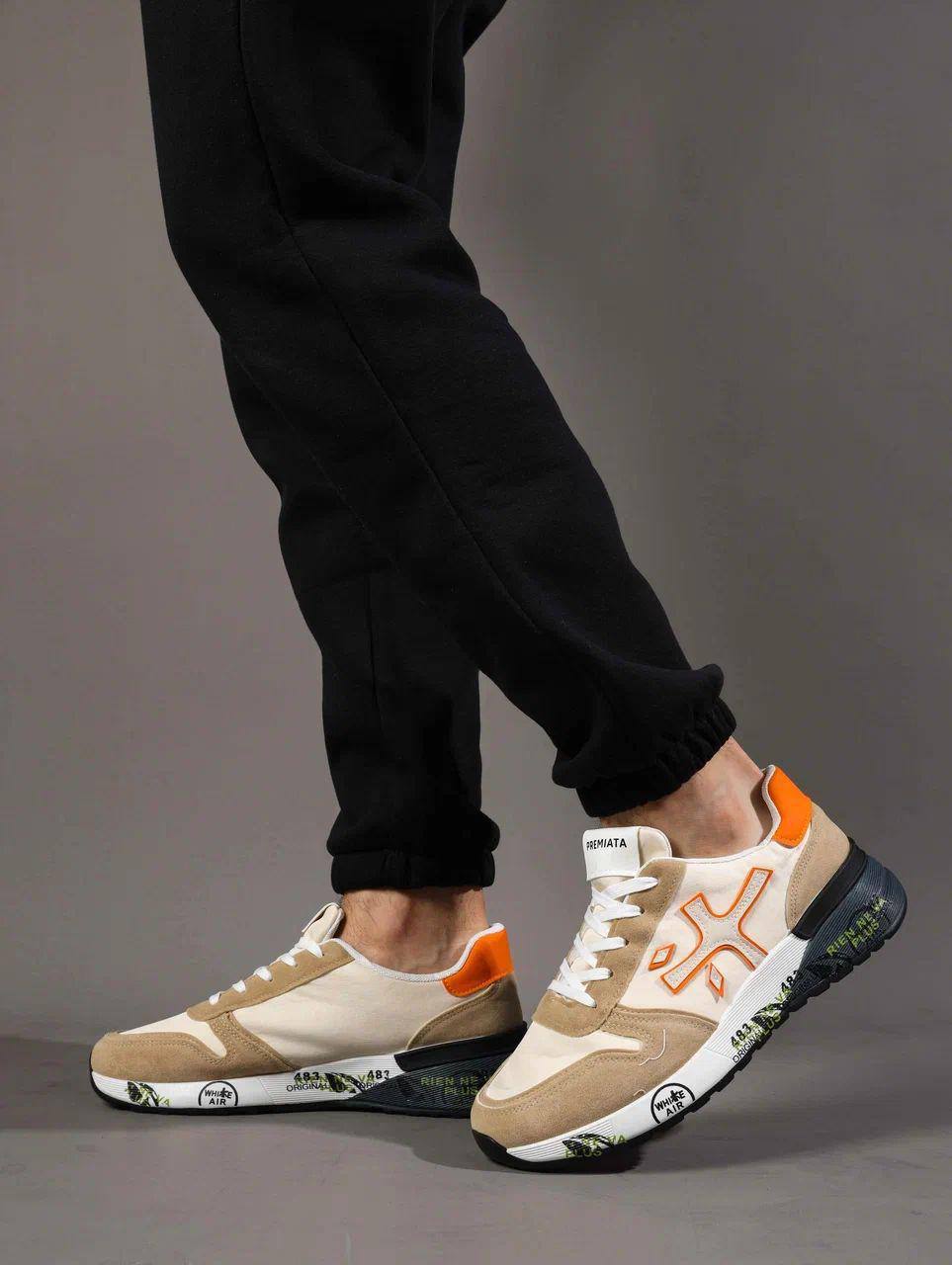 Кроссовки мужские брендовые искусственная кожа бежевые 3697 Кроссовки мужские брендовые искусственная кожа бежевые 3697