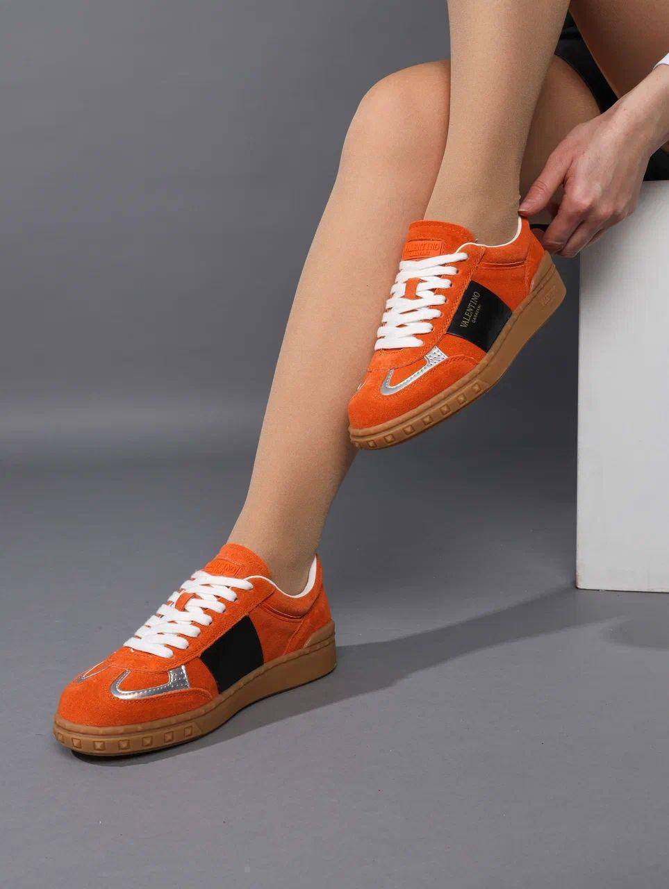 Кеды женские брендовые натуральная замша оранжевые 3688 Кеды женские брендовые натуральная замша оранжевые 3688