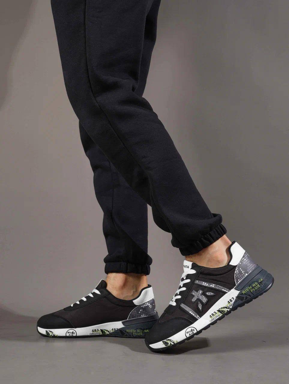 Кроссовки мужские брендовые искусственная кожа черные 3709 Кроссовки мужские брендовые искусственная кожа черные 3709