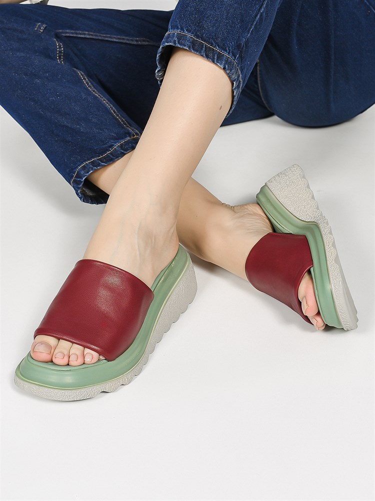 Сабо женские летние великаны натуральная кожа бордовые 338 Terlik Bordo Сабо женские летние великаны натуральная кожа бордовые 338 Terlik Bordo