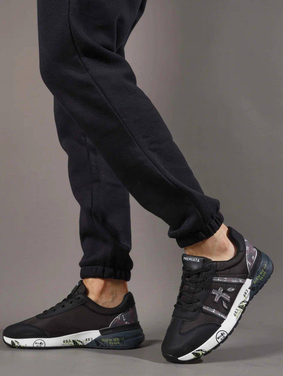 Кроссовки мужские брендовые искусственная кожа черные 3712 Кроссовки мужские брендовые искусственная кожа черные 3712
