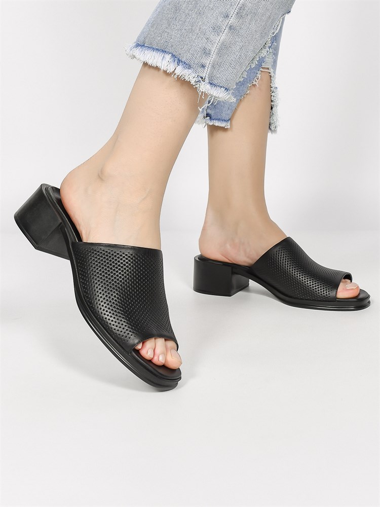 Сабо женские летние натуральный кожа черные 828-01