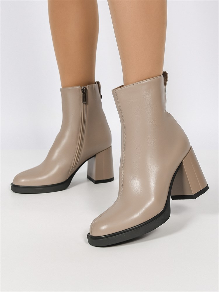 Полусапоги женские демисезонные натуральная кожа бежевые 3136A