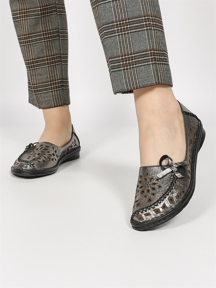 Слиперы женские летние натуральная кожа графитовые 1459-13