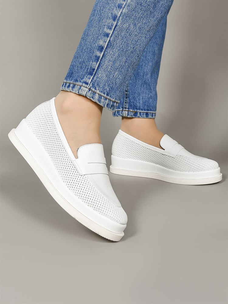 Лоферы женские летние натуральная кожа белые 970-05