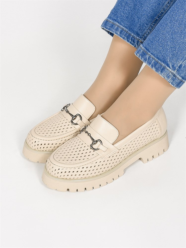 Лоферы женские летние натуральная кожа бежевые 630-10 Bej Лоферы женские летние натуральная кожа бежевые 630-10 Bej