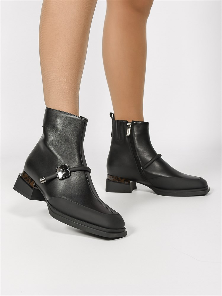 Ботинки женские демисезонные натуральная кожа черные 3008 Ботинки женские демисезонные натуральная кожа черные 3008