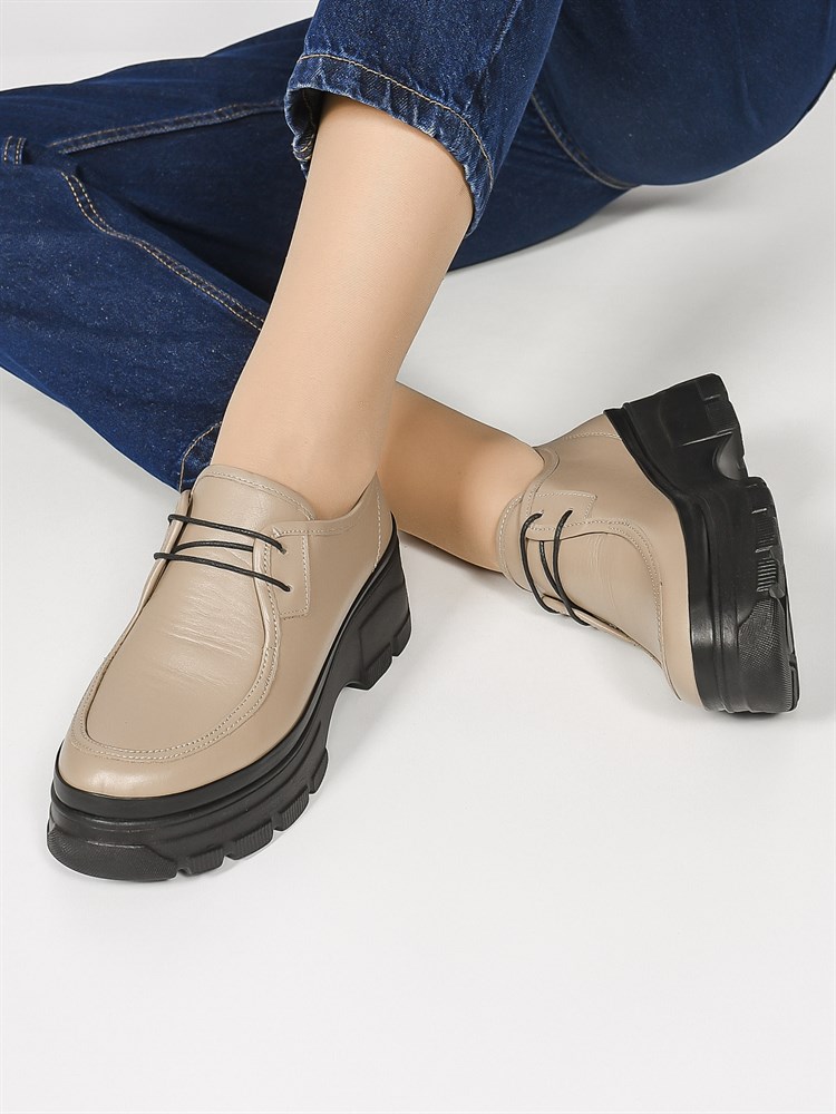 Лоферы женские натуральная кожа бежевые 715-29 Лоферы женские натуральная кожа бежевые 715-29