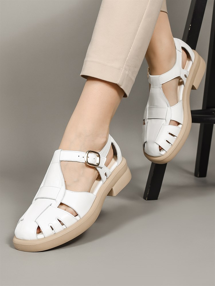 Босоножки женские летние натуральная кожа белые 1911 Beyaz Босоножки женские летние натуральная кожа белые 1911 Beyaz