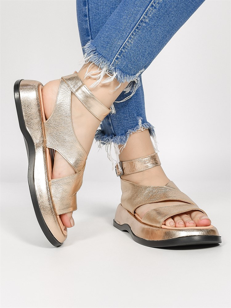 Босоножки женские летние натуральная кожа бронзовые 3604-28