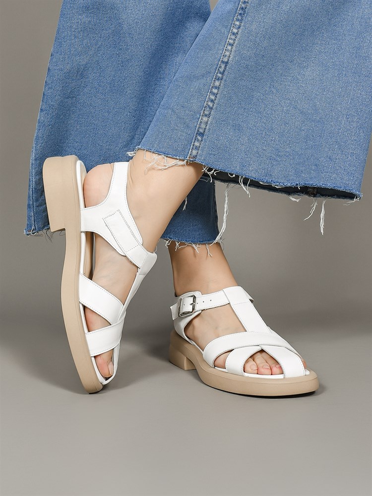 Босоножки женские летние натуральная кожа белые 1902 Beyaz Босоножки женские летние натуральная кожа белые 1902 Beyaz