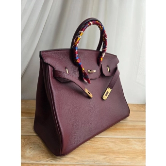 Сумка Hermes Birkin из натуральной кожи бордовая 3142