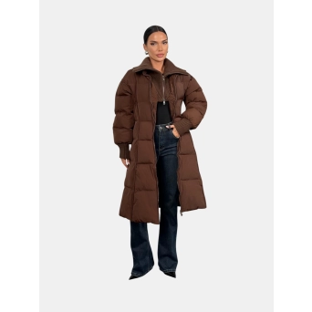 Длинный пуховик MONCLER коричневый 3212