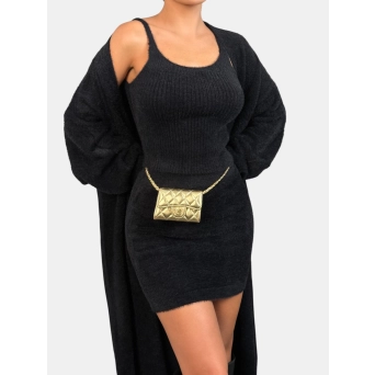 Костюм махровая тройка с юбкой черный 3219 Костюм махровая тройка с юбкой черный 3219