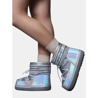 Сноубутсы дутики Moon Boot кожа серебристые 3309 Сноубутсы дутики Moon Boot кожа серебристые 3309