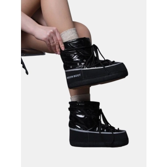 Сноубутсы дутики Moon Boot кожа черные 3316 Сноубутсы дутики Moon Boot кожа черные 3316