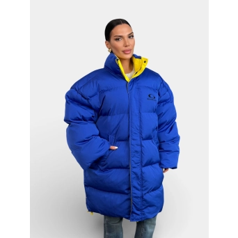 Пуховик оверсайз зимний длинный BALENCIAGA синий 3364 Пуховик оверсайз зимний длинный BALENCIAGA синий 3364