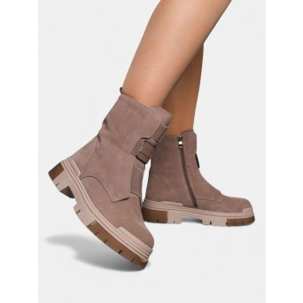 Ботинки зимние кожаные бежевые 3388