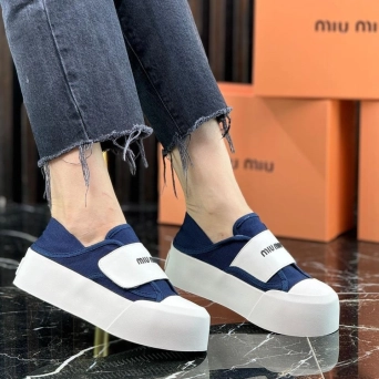 Кеды женские MIU MIU на лето текстильные синие 36-40 BU2735