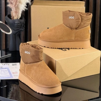 Угги женские UGG зимние коричневые замшевые с текстилем 36-40 BU2761