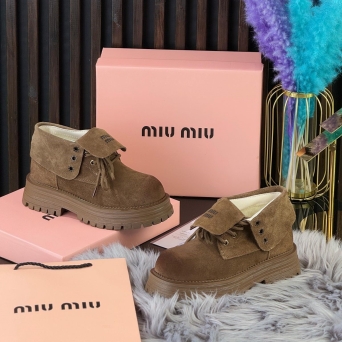 Ботинки женские зимние MIU MIU замшевые шоколадные BU2776