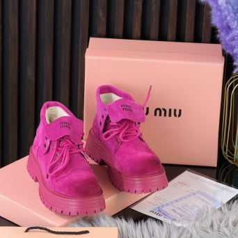 Ботинки женские зимние MIU MIU замшевые малиновые BU2779