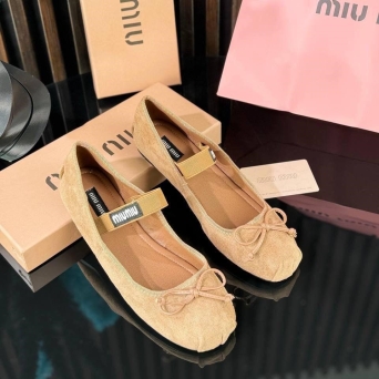 Балетки женские MIU MIU на лето замшевые песочные BU2935