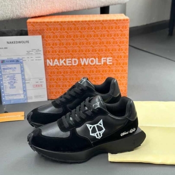 Кроссовки женские NAKED WOLFE спорт натуральная кожа с замшей черные PR3058