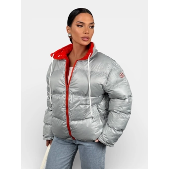 Пуховик куртка DIESEL зимняя двусторонняя красная с серым 3441