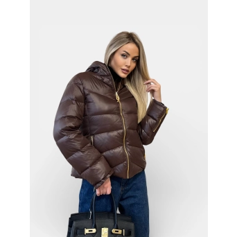 Пуховик зимний SCHIAPARELLI с капюшоном коричневый 3462