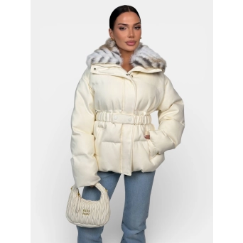 Куртка с мехом зимняя Max Mara бежевая 3474