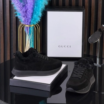 Кроссовки женские зимние GUCCI замшевые черные 36-40 BU2768