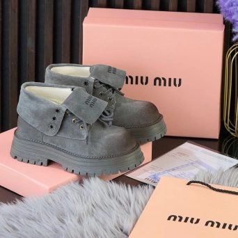 Ботинки женские зимние MIU MIU замшевые серые BU2780