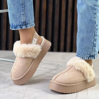 Угги женские без пятки UGG зимние бежевые замшевые 36-41 BU2843